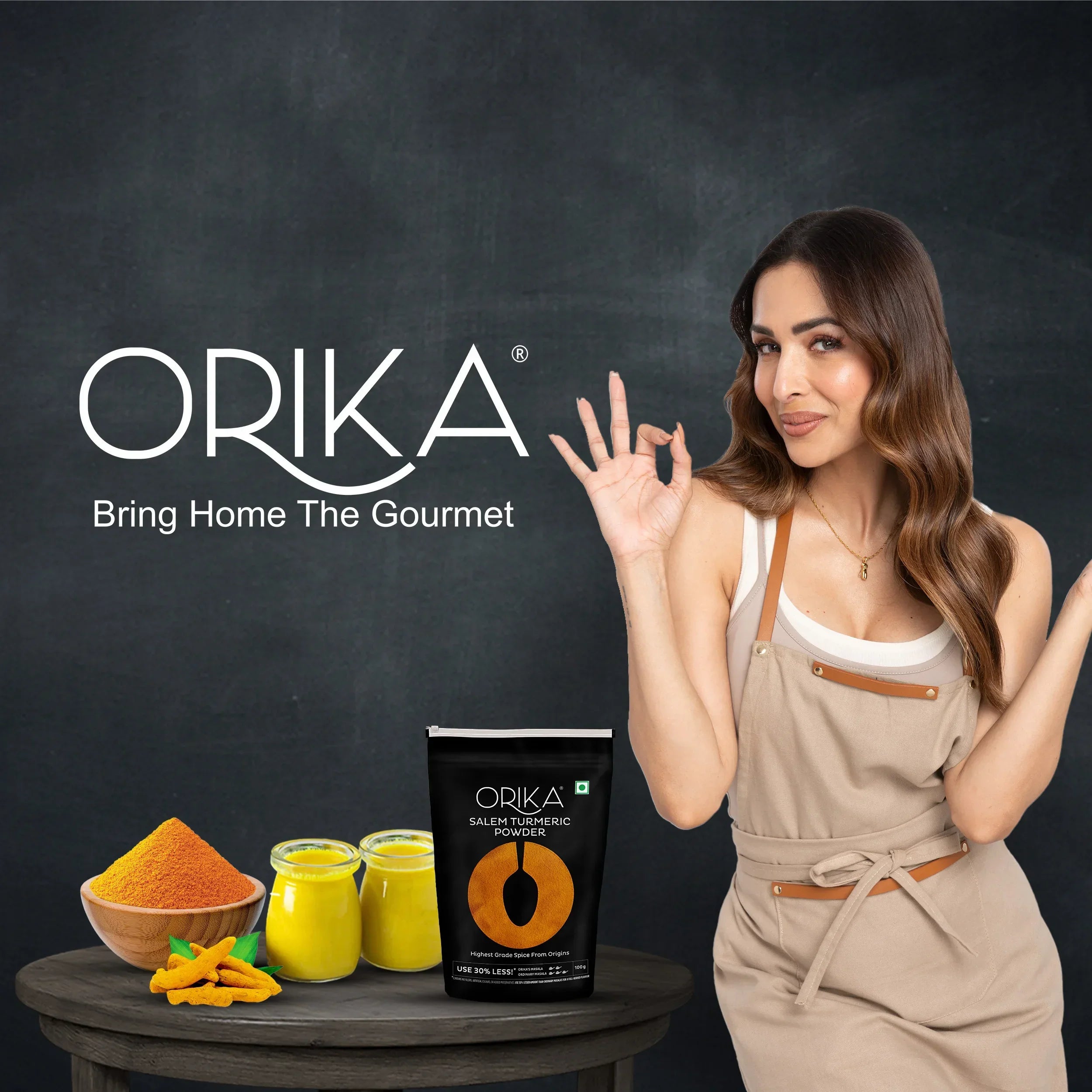 Orika Salem Turmeric, Hot Red Chilli Powder, Kashmiri Red Chilli Powder, Coriander Powder 100 Gm Each - Orika Spices India